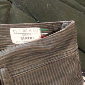 Discounted Designer Duds. Italy. Retro Inspired Slightly Distressed Trousers.